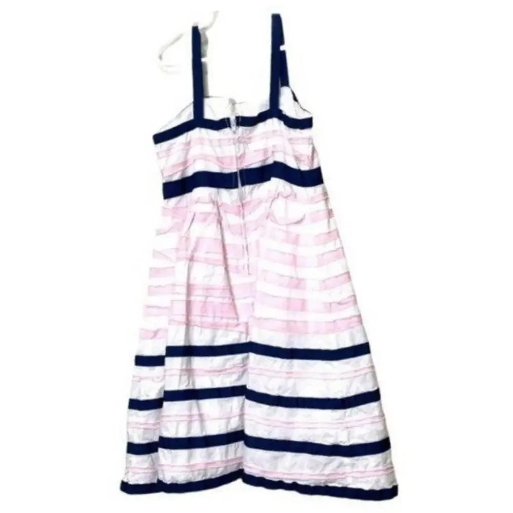 The Children's Place Girls White Pink Bow Layered Spaghetti Long Sundress Size 8